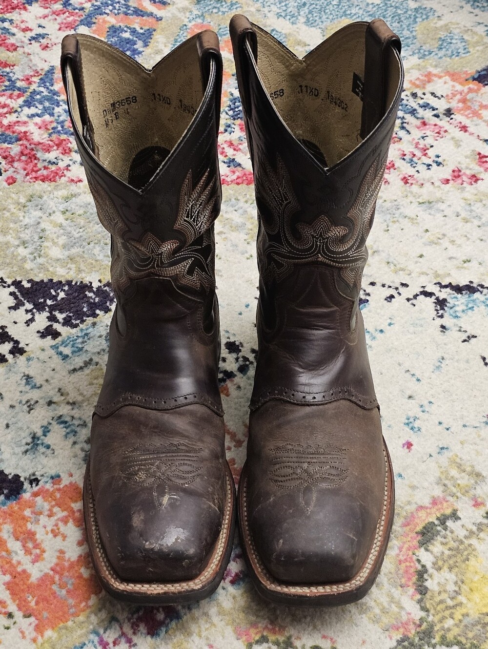Double H Steel Toe Cowboy Boots Mens Size 11.5 Western Embroidered DH3658